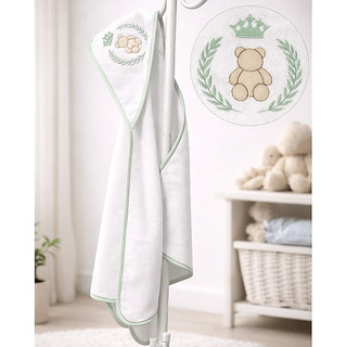Toalha de Bebê com Capuz Bordada 70x70 cm – Macia e Delicada