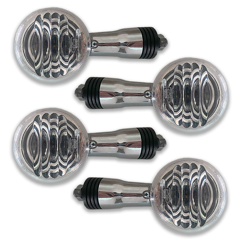 Pisca Seta Moto Gvs Suzuki Intruder Cromado Lente Cristal 4u