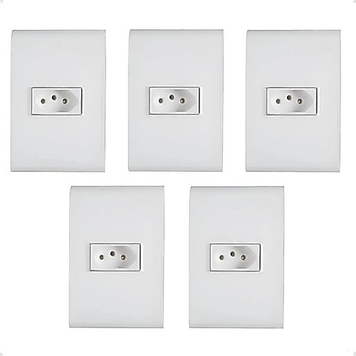 Tomada Simples 20a 4x2 Branco Embutir Liz Tramontina - Kit 5