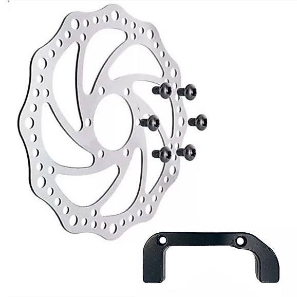 Disco Rotor De Freio Mecânico 203mm Inoxidável 6 Furos Adaptador U5 Dianteiro Pedal Pulse Bike
