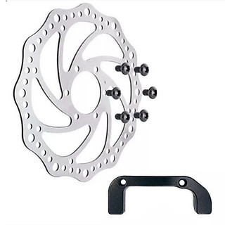 Disco Rotor De Freio Mecânico 203mm Inoxidável 6 Furos Adaptador U5 Dianteiro Pedal Pulse Bike