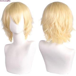 TIANCHUANG Perucas Sintéticas Curtas E Retas , Peruca Cosplay Colorida Falsa Universal , De Festa De Anime Loira Rosa