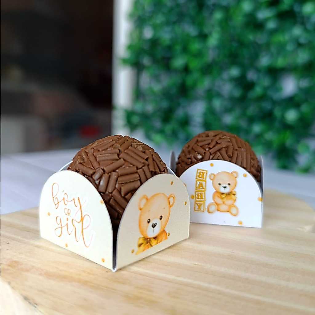 50 a 200 Forminhas para Docinhos Cha Revelação Boy or Girl Personalizadas 4 Pétalas Brigadeiro Festa Aniversário Doces