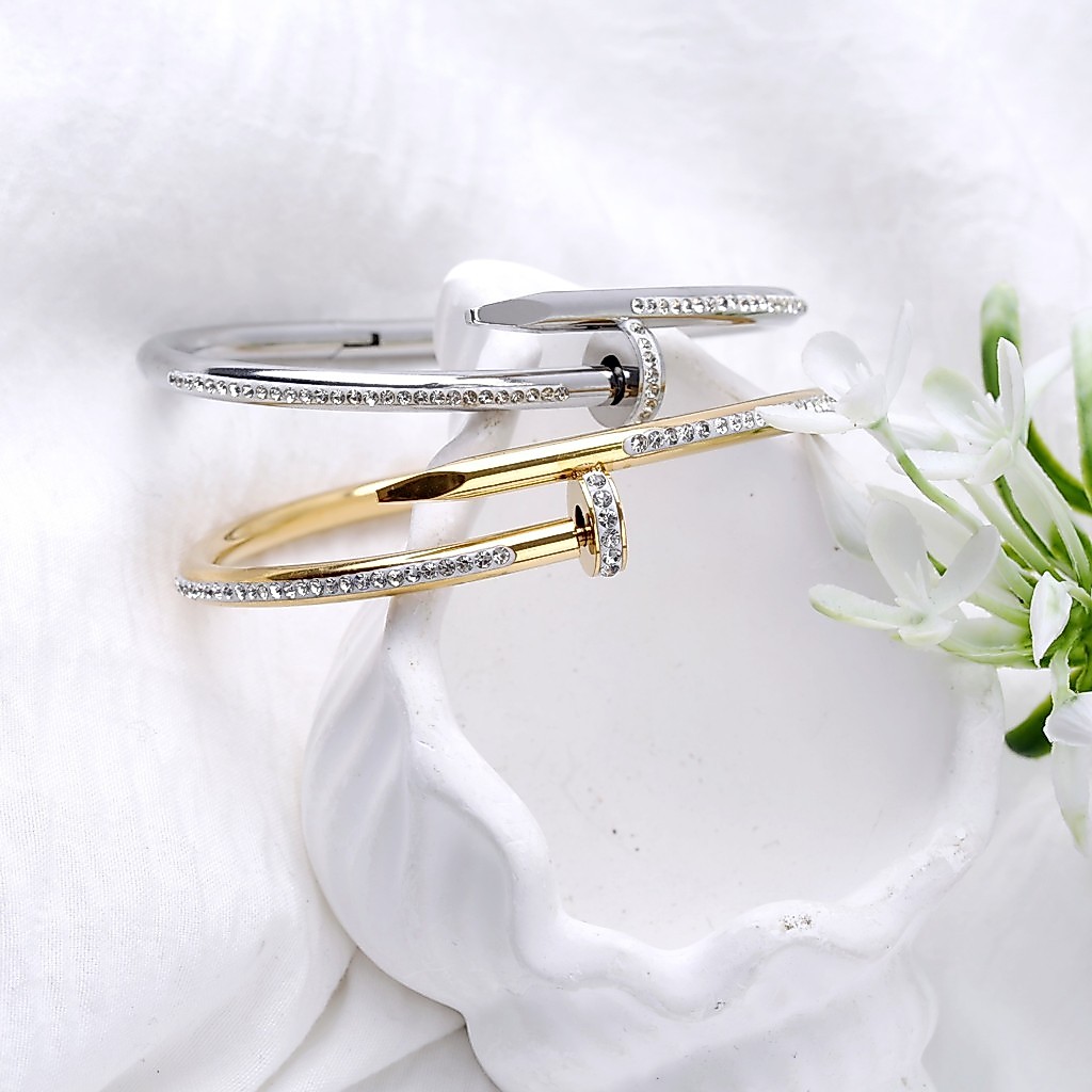 Pulseira De Pregos Em Aço Diamantes Pregos De Clássico Joias Clássicas Acessórios Para Presente De Estudante Feminino