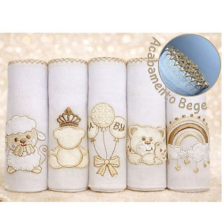 Kit Fraldas de pano  para Bebê 100% Algodão Kit com 5 unidades.
