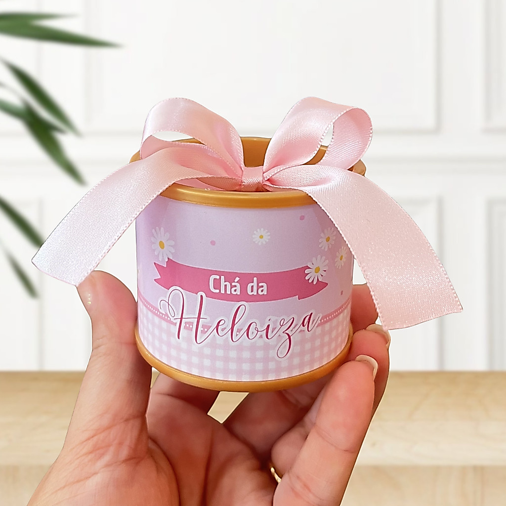Kit Tubolatas personalizadas 5x6 - Pegue e Monte-MARGARIDA- Lembrancinha chá de bebê/maternidade/aniversário/batizado