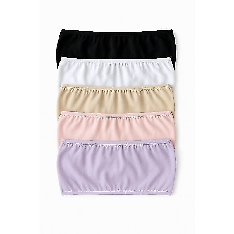 KIT 5 TOP FAIXA INFANTIL JUVENIL ALGODÃO CROPPED TOMARA QUE CAIA SEM ALÇA