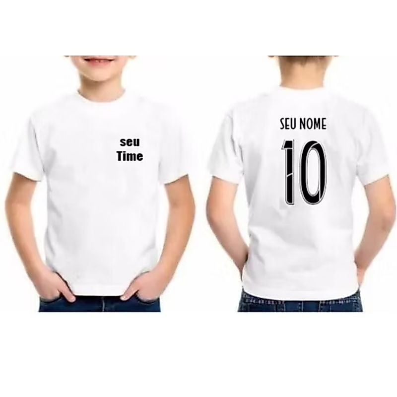 Camiseta Camisa Infantil Personalizada com seu Time Futebol Seu Nome e Número
