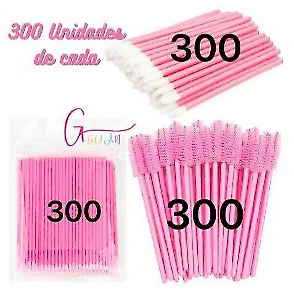 Kit 300 Escovinhas + 300 Microbrush + 300 Aplicador Cotonete - Alongamento Cílio