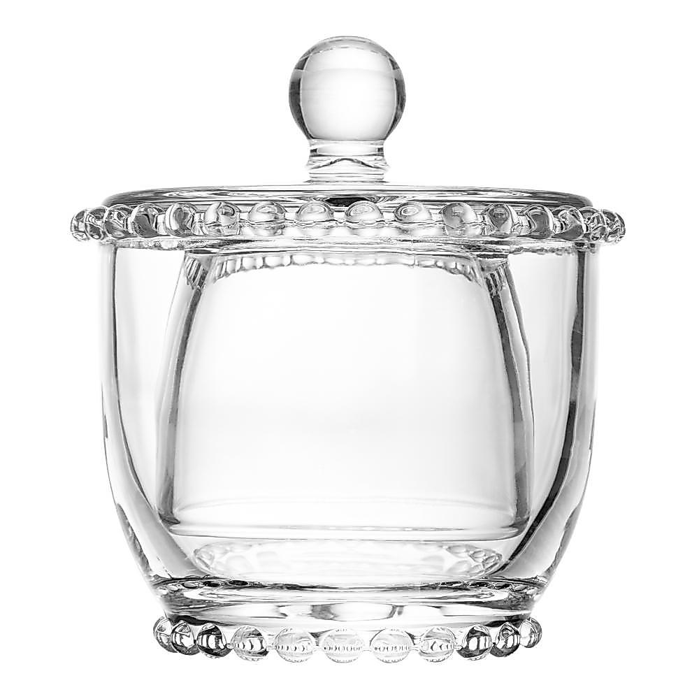 Manteigueira Francesa de Vidro com Tampa Pearl 10,5cm Wolff para Manteiga Mesa Posta Café da Manha Qualidade Praticidade