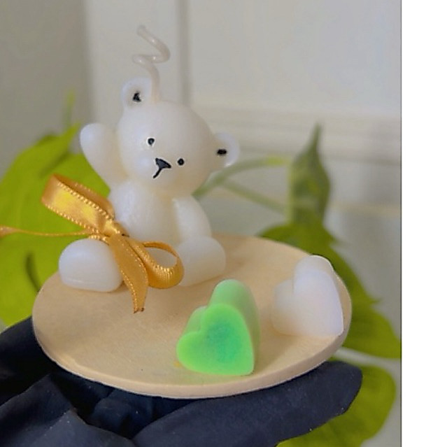 Lembrancinha Ursinho Vela com Base de Gesso Personalizada | Chá de Bebê, Maternidade e Batizado