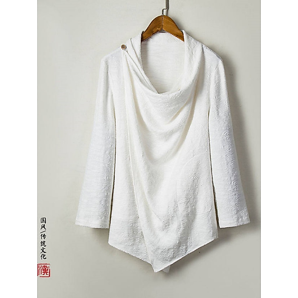 Estilo chinês roupas masculinas Hanfu blusão jaqueta masculina de comprimento médio manto algodão linho masculino topo T