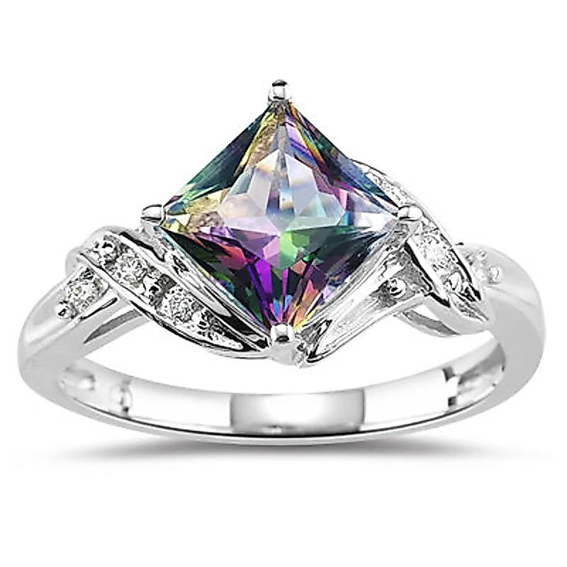 Rubi * acessórios de mão criativo único quadrado diamante colorido zircão anel feminino europeu americano moda acessório