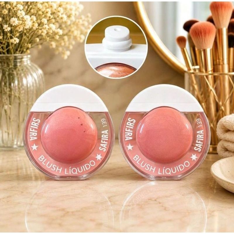 Blush Líquido Maquiagem Safira Longa Duração | Efeito Viçoso, Natural | Textura Leve 13g