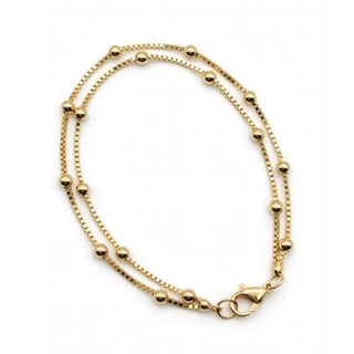Pulseira Luxo Bolinha Dupla Dourada e Prata 925 Minimalista Elegante Presente