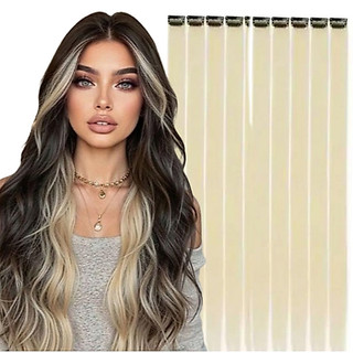 Aplique Cabelo Elegante Tic Tac Loiro Mechas 70 Cm 1 unida