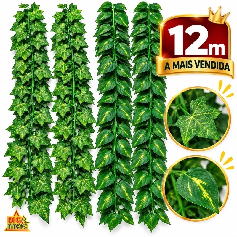 Planta Artificial Trepadeira Jibóia/Hera 48m Pendente Folhagem
