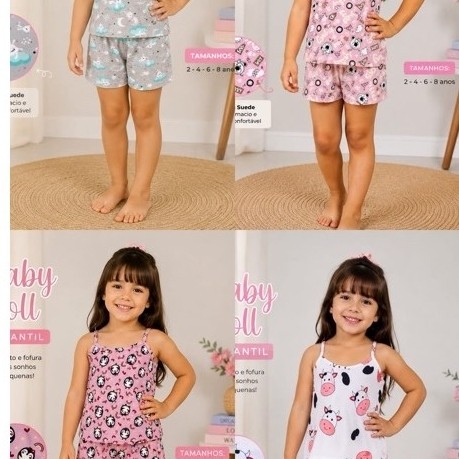Pijama Infantil Baby Doll Infantil Pijama Infantil Roupa De Dormir Menina Conjunto Infantil Para Dormir Confortável
