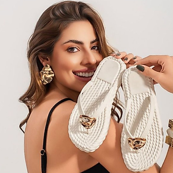 Chinelo Feminino Marrocos Slide Confortavel Plataforma Trançado Confortável Verão