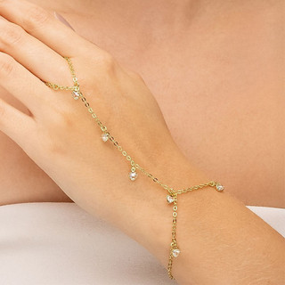 Hand Chain Pulseira de Mão Zircônia Coração | Semijoia Ouro 18K  Arion Presente Luxo