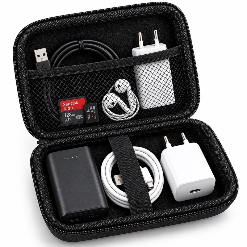 Case Estojo Rígido Organizador para Cabos, Carregadores, Fones e Acessórios