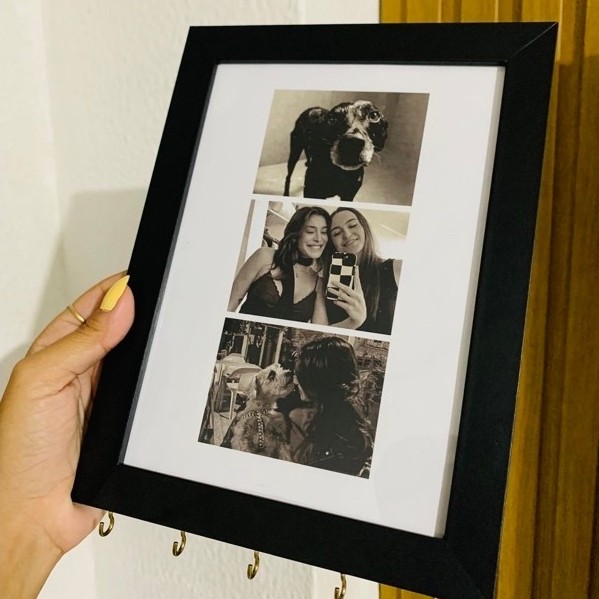 Porta Chaves Decorativo com Quadro Porta Retrato | Organizador de Chaves de Parede
