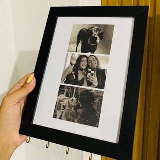 Porta Chaves Decorativo com Quadro Porta Retrato | Organizador de Chaves de Parede