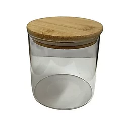 Pote de Hermetico Vidro Borossilicato Liso com Tampa de Bambu 800ml