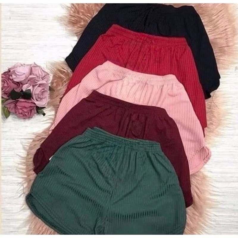 Kit com 10 Shorts Canelado P M G e GG