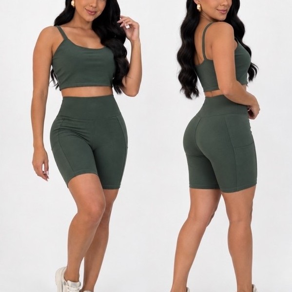 Conjunto de Academia Corrida Top + Short com Bolsos Zero transparência