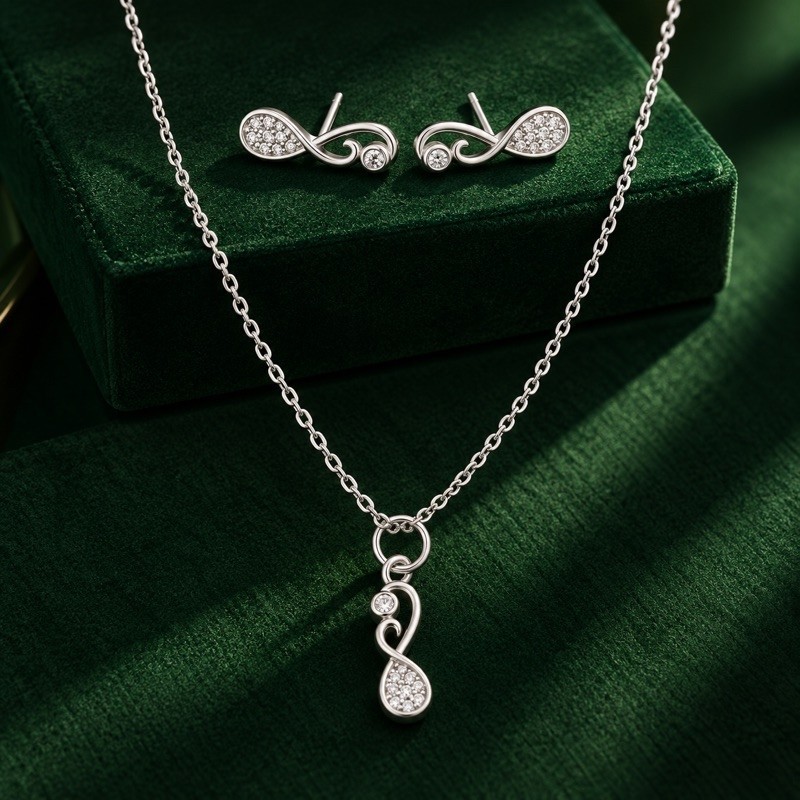 Conjunto Infinito Cravejado em Prata 925 Sofisticada