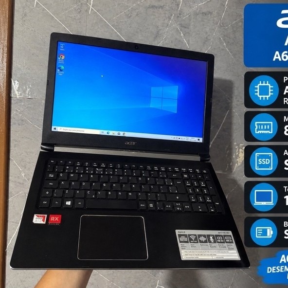 Notebook Acer aspire 5  Amd A12 radeon R7/ 8gb ram/ ssd 120gb