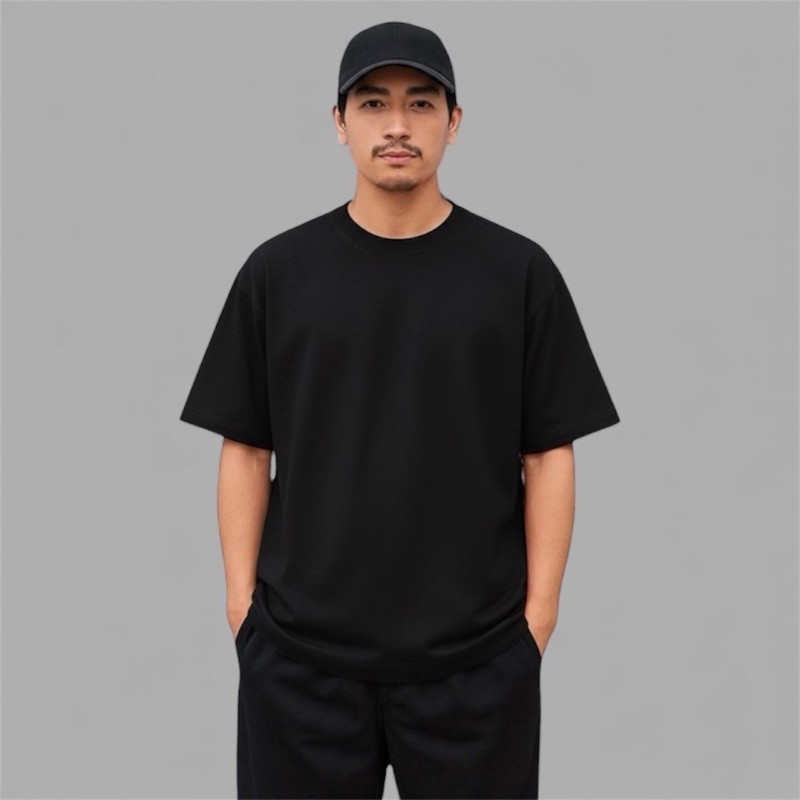 Camiseta Oversized Algodão Masculina Streetwear Padrão Americano Suedine gola Canelada