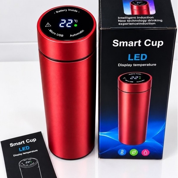 Garrafa Térmica 500ml com Termômetro Digital para Monitorar Temperatura em Tempo Real