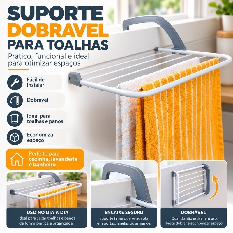 Imagem Varal Portátil Para Apartamento Secador De Roupas Prático e Retrátil Para Janela e Parede