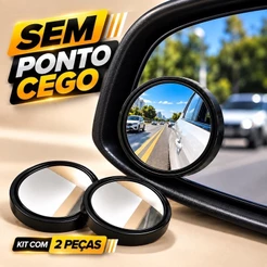 Espelho Retrovisor Auxiliar 360 Graus Angulo Amplo Convexo Carro e Moto Universal Ponto Cego 5cm Externo Kit 2 Peças