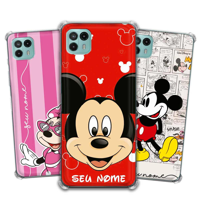 Capa Capinha - Motorola Moto G50 5G - Coleção Mickey e Minnie Personalizada com Nome