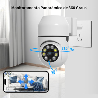 Câmera de Segurança WiFi 1080P 360° PTZ, Visão Noturna, Áudio Bidirecional e Detecção de Movimento em Oferta na Shopee