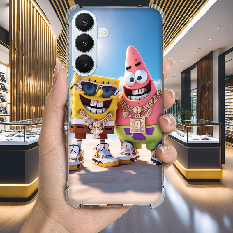 Capa Capinha GALAXY S20 ULTRA S10 S10E LITE 2020 S9 S8 A73 A72 Anti-impacto Personalizada cartoon BOB ESPONJA (3184)