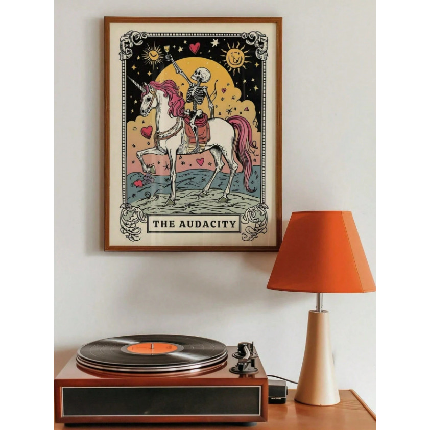 Pôster Decorativo 50x70 Tarô Crânio de Cristal | Estilo Witchcore Gótico Sem Moldura