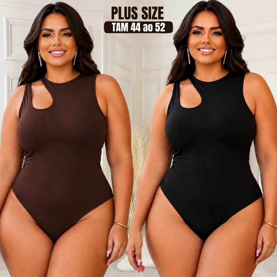 Body feminino plus size regata suplex alcinha blusinha plus size moda elegantge bory marrom body preto