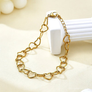 Pulseira Feminina Com Corrente De Elo De Coração , À Prova D'água , Hipoalergênica , Aço Inoxidável , Joias Da Moda , Us