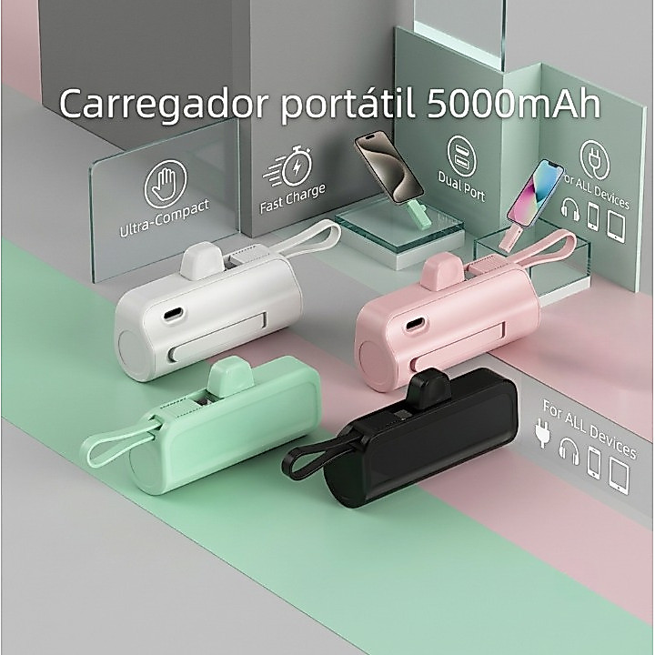Mini Carregador Portátil Power Bank Universal para iPhone Android Samsung Xiaomi
