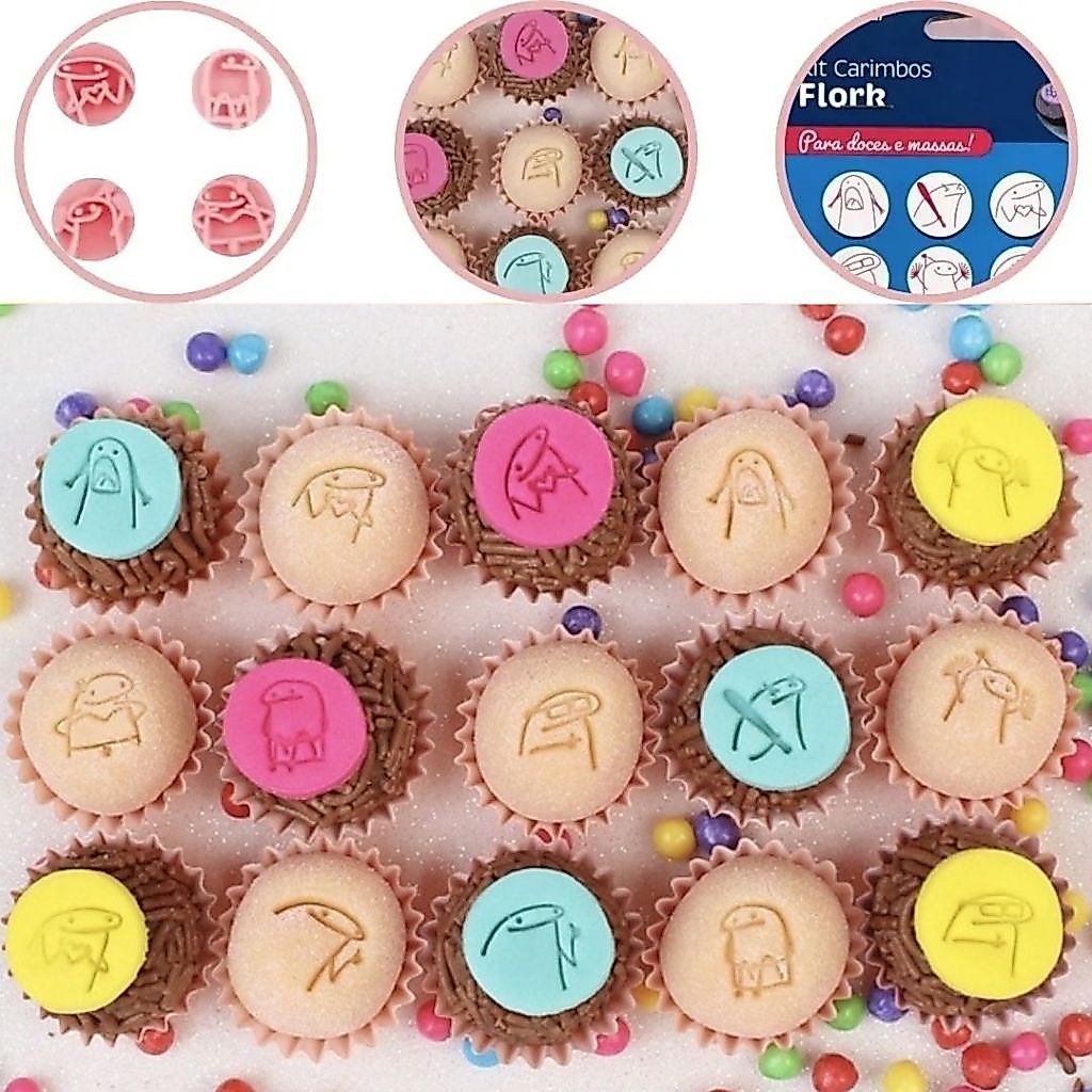 KIT CARIMBOS PARA DOCES FLORK MEME BLUESTAR 8 PEÇAS// (CHOCO)