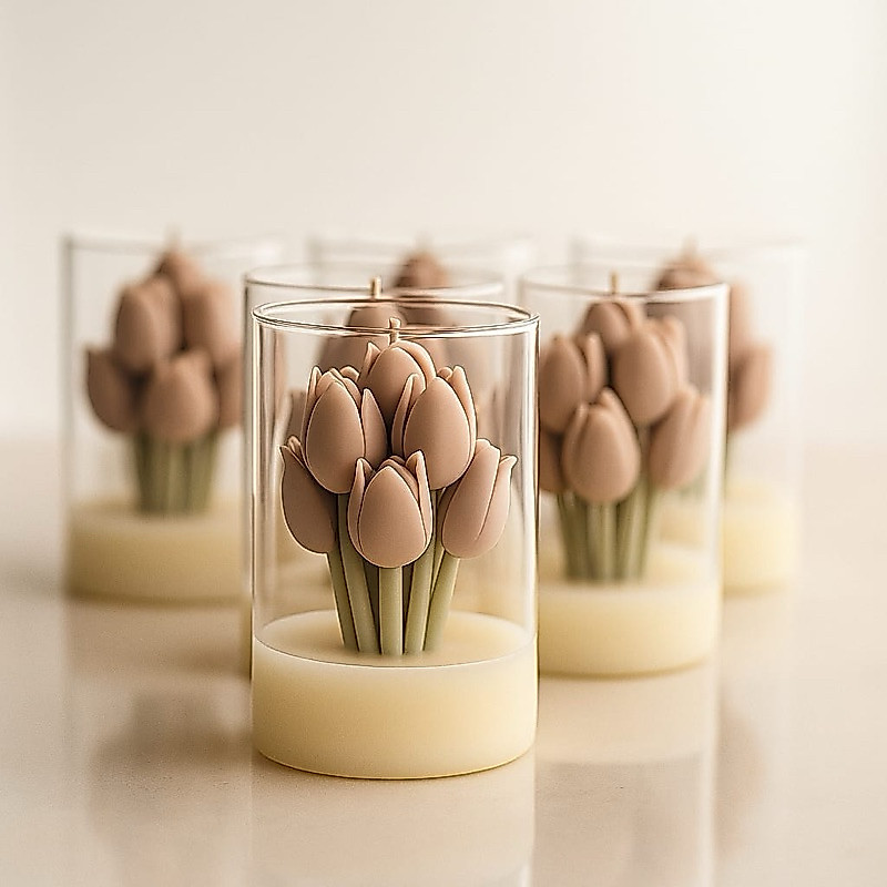Kit com  10 Velas Aromáticas Tulipa Lembrancinha Personalizada Luxo Casamento Batizado Aniversário