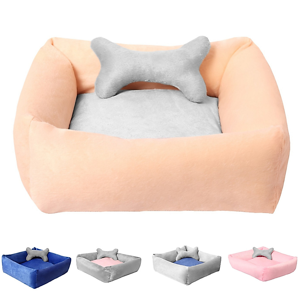 Cama Pet Caminha Cachorro Gato Zíper Antiderrapante 55cm x 50cm Com Osso Pelúcia