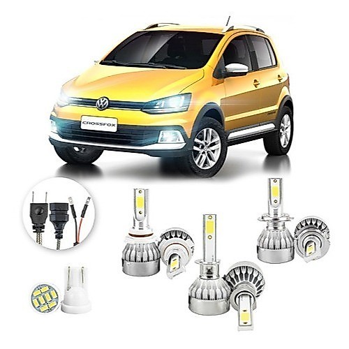 Lâmpadas Ultra Led Volkswagen Cross Fox 20000lm Alto Baixo e Milha + Pingo Led