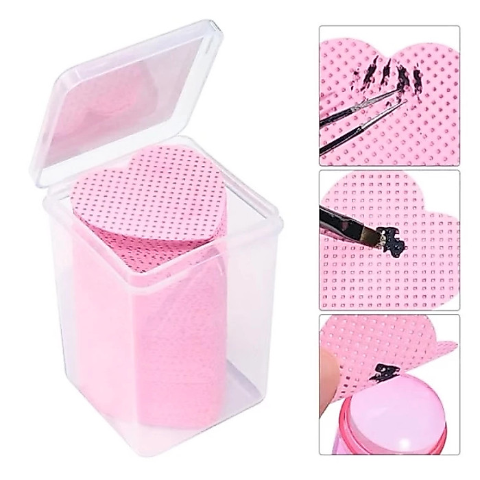 Algodão Prensado Coração Removedor Unhas 200Pcs Branco e Rosa Sortido Limpador Não Solta Fiapos Dafu