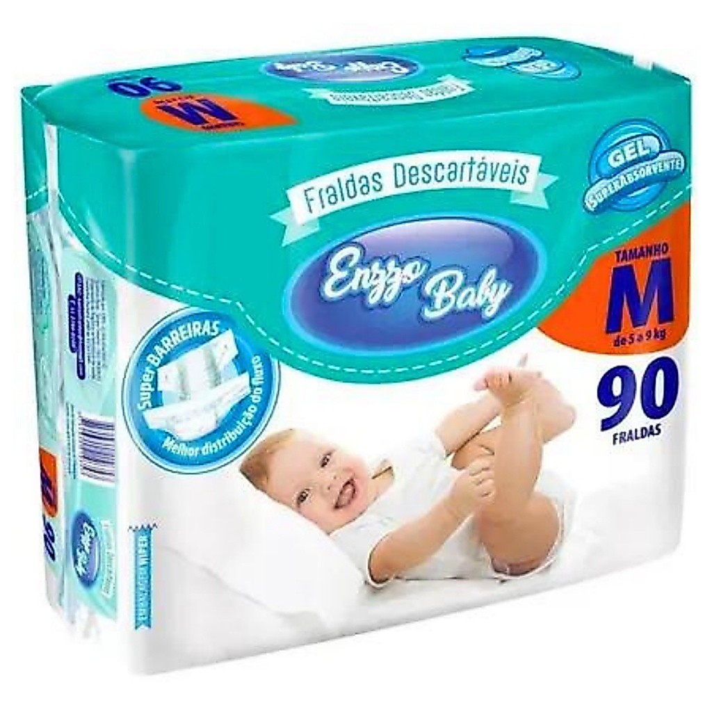 Fralda Infantil Enzzo Baby Híper M Com 90 Unidades