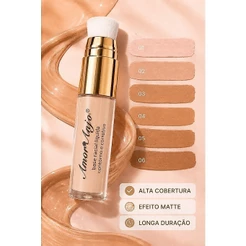 Base Facial 3 Em 1 Corretivo Contorno Com Pincel Matte Finish Concealer Oil- Controlling com Pincel Aplicador